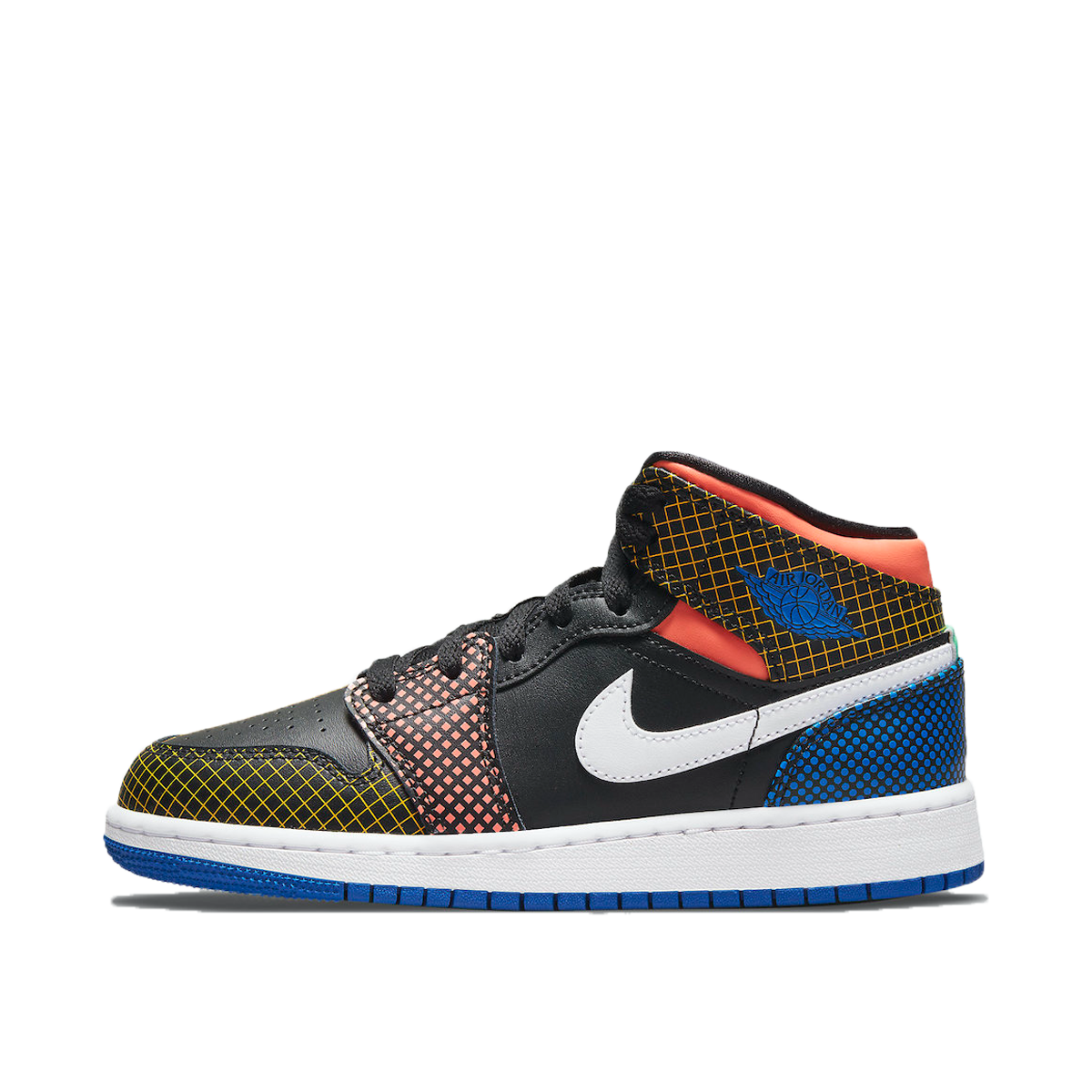 Air Jordan 1 Mid MMD Multi-Color Grid (GS) (2021) BLACK/GAME ROYAL/GREEN GLOW/WHITE sneaker – authenticated on KLEKT