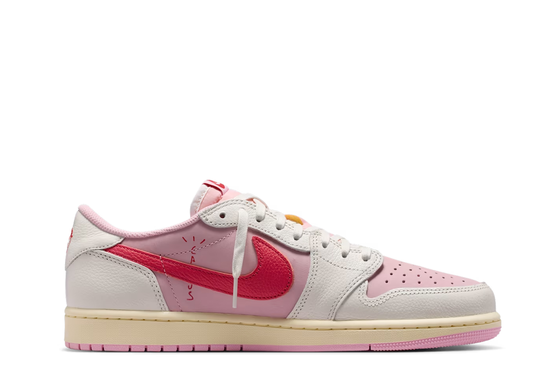 Air Jordan x Travis Scott 1 Low OG 'Tropical Pink' (2026) Sail/Tropical Pink/Shy Pink/Muslin sneaker – authenticated on KLEKT