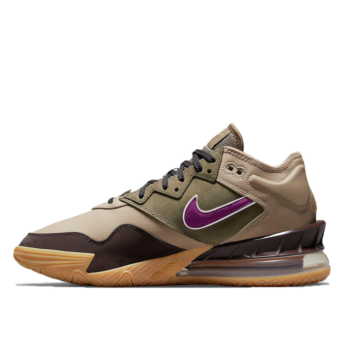 Nike x atmos LeBron 18 Low Viotech (2021) KHAKI/VIOTECH/DARK MOCHA/METALLIC GOLD sneaker – authenticated on KLEKT