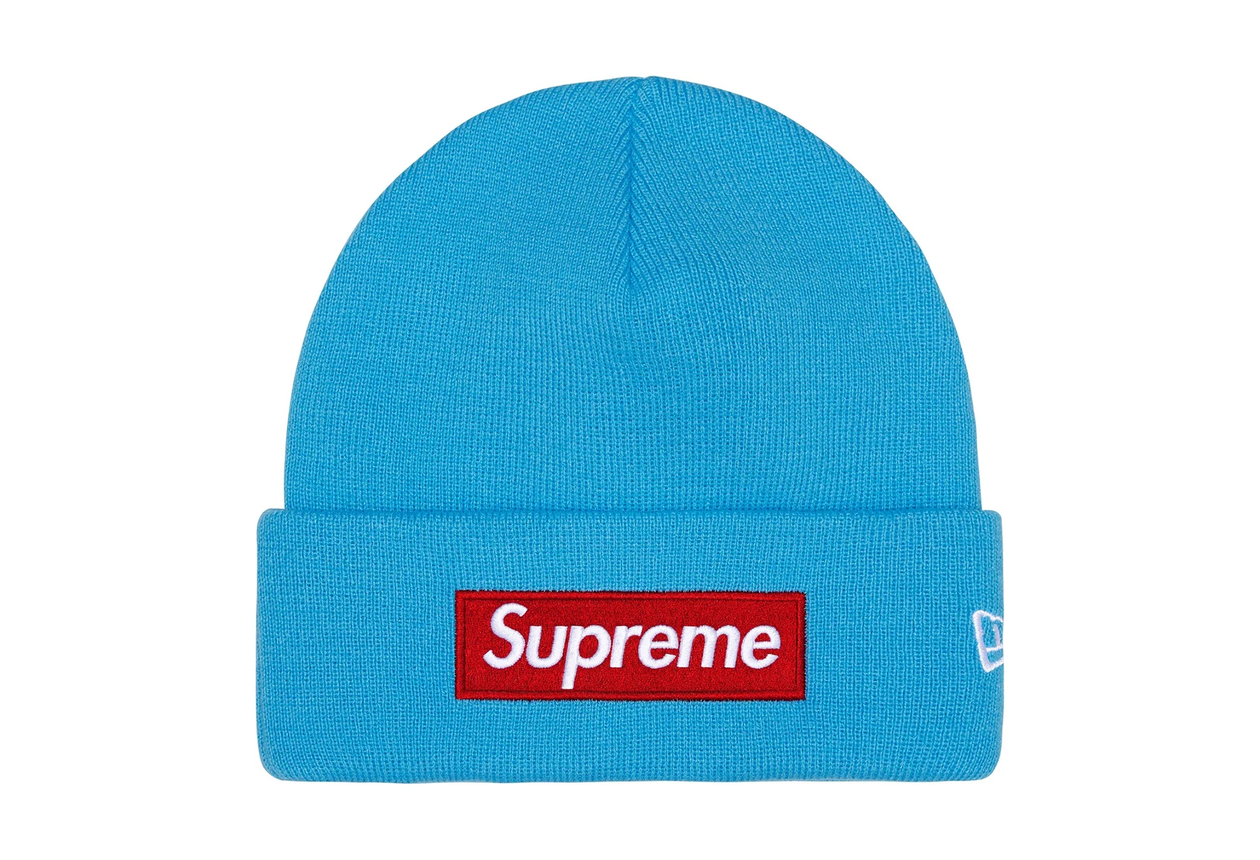 Supreme x New Era Box Logo Beanie 'Cyan' (FW25) BLUE sneaker – authenticated on KLEKT