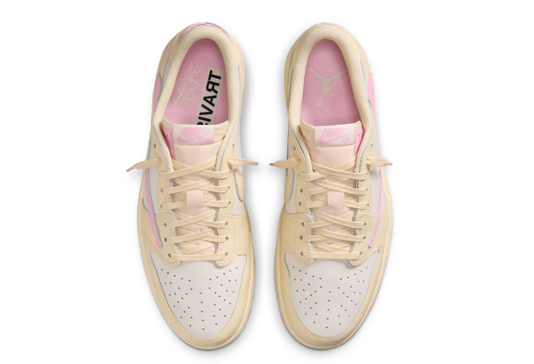 Air Jordan x Travis Scott 1 Low OG 'Muslin Shy Pink' (2026) Muslin/Shy Pink/Sail/University Red sneaker – authenticated on KLEKT