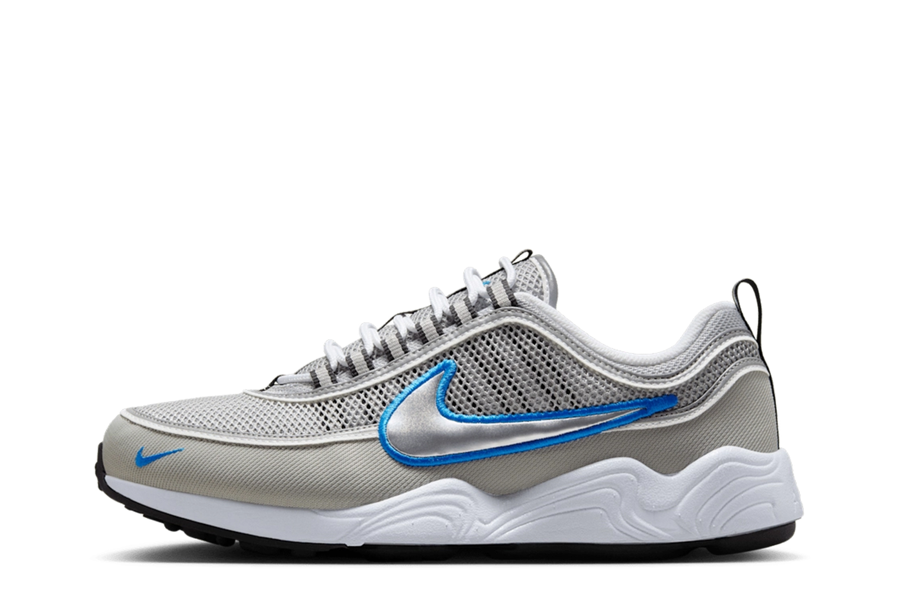 Nike Air Zoom Spiridon OG 'Metallic Silver & Signal Blue' (2025) Metallic Silver/Blue sneaker – authenticated on KLEKT