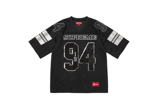 Supreme Sequin Football Jersey 'Black' (FW25) – authenticated on KLEKT