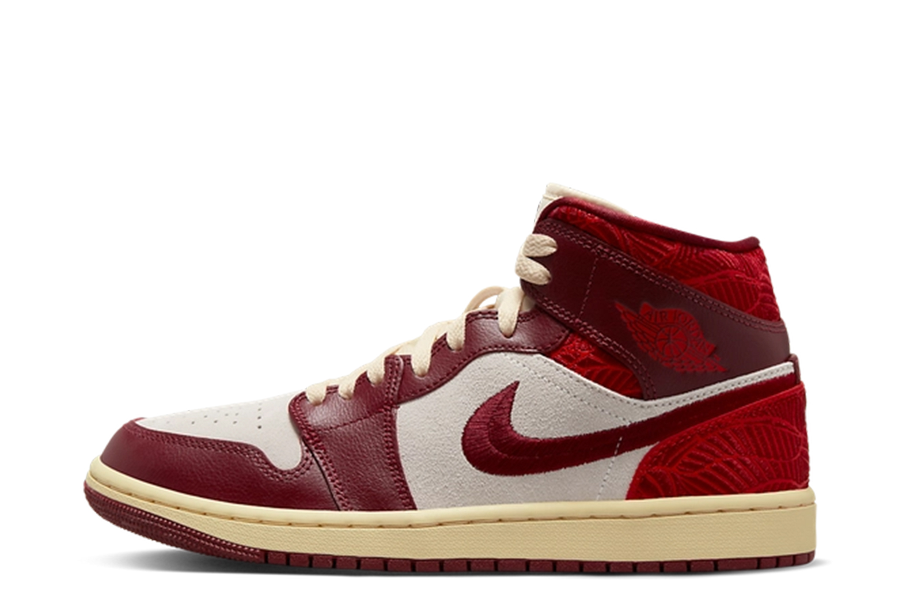 Air Jordan WMNS 1 Mid SE 'Leaf' (2023) Team Red/University Red/Sail/Muslin sneaker – authenticated on KLEKT