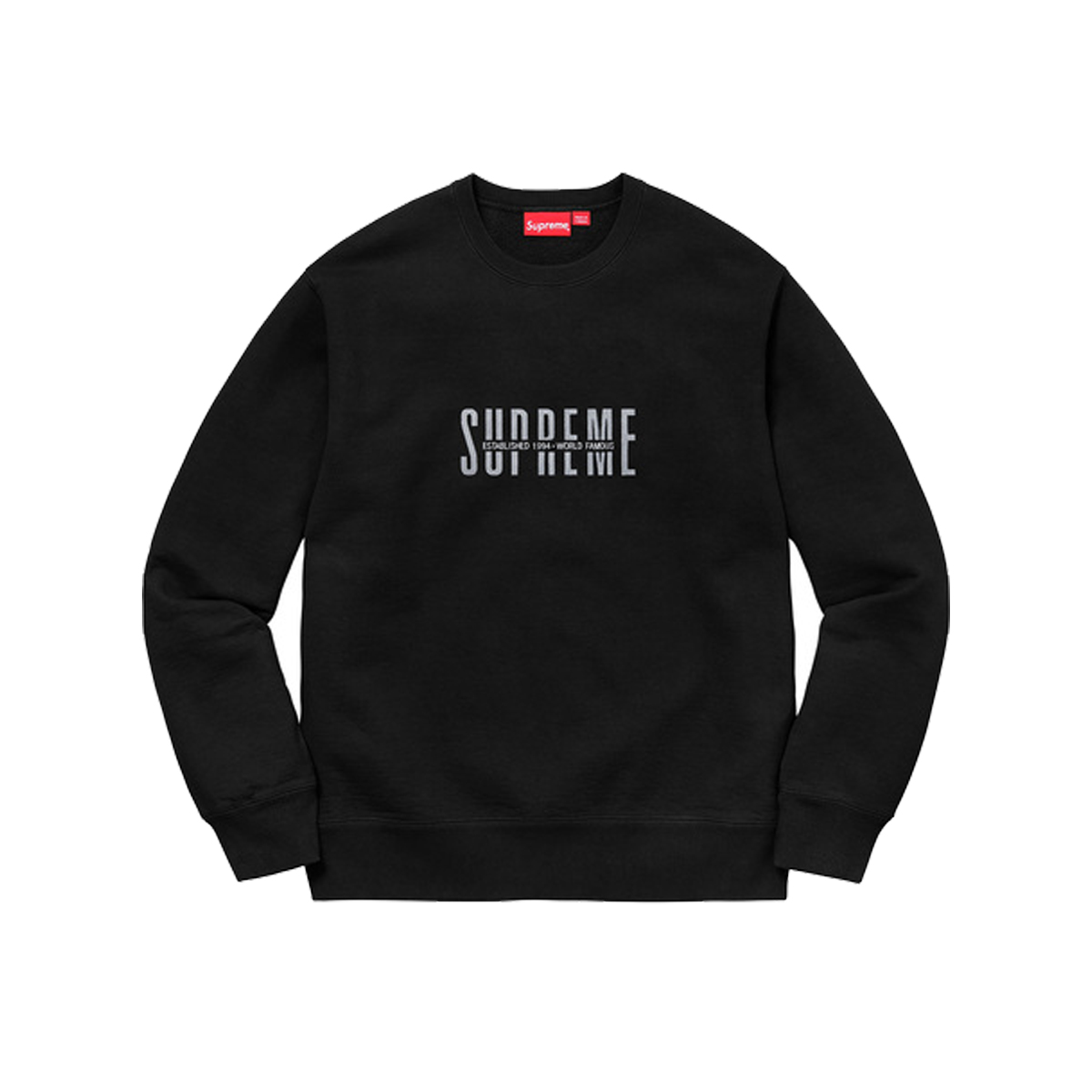 Supreme World Famous Crewneck Sweatshirt Black (FW18) sneaker – authenticated on KLEKT