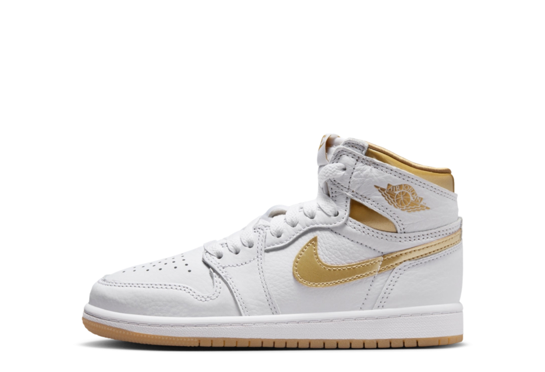 Air Jordan 1 High OG PS 'Metallic Gold' (2024) White/Metallic Gold/Gum Light Brown sneaker – authenticated on KLEKT