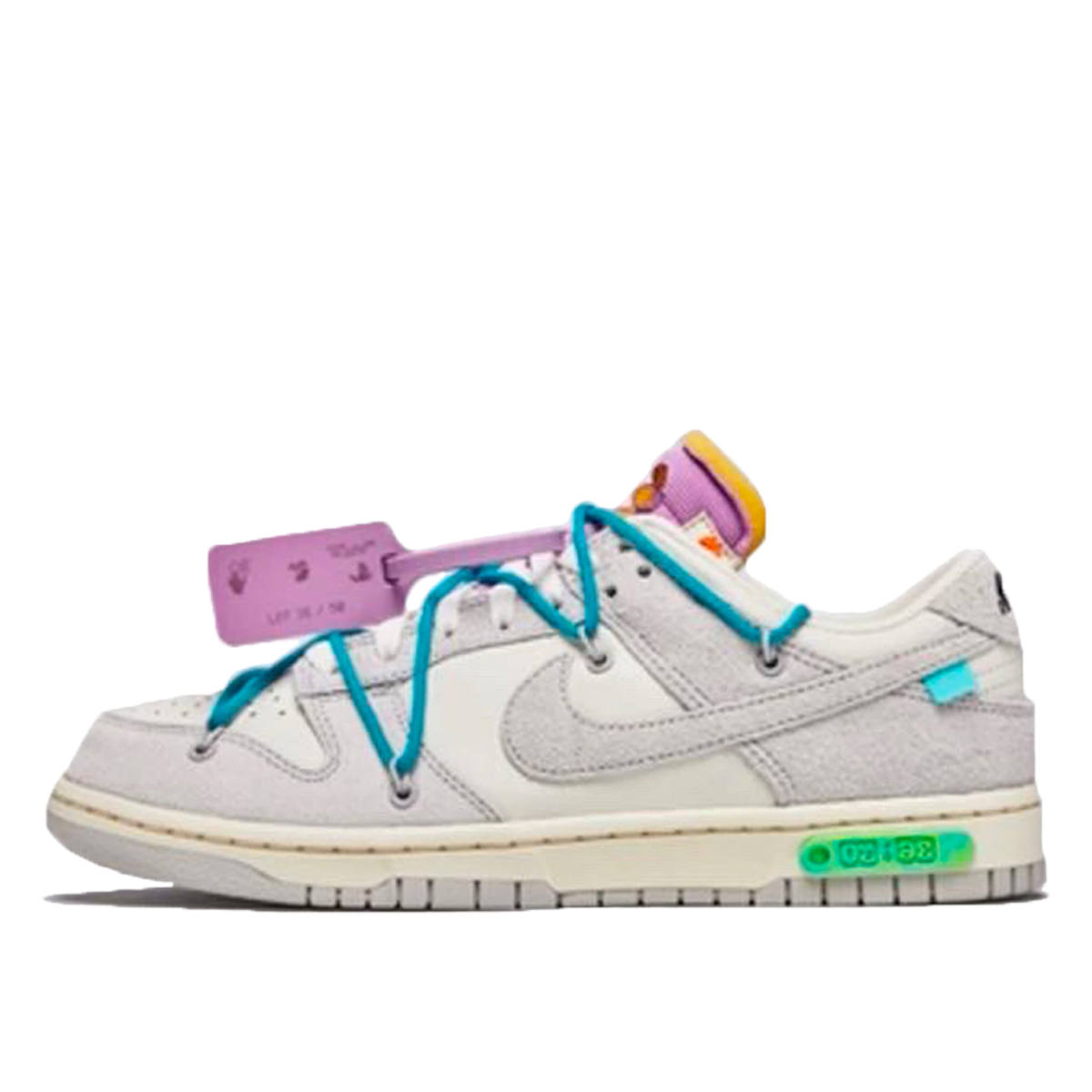 Nike x Off-White Dunk Low 'Lot 36' (2021) WHITE/NEUTRAL GREY-GREEN GLOW-FRESH WATER sneaker – authenticated on KLEKT
