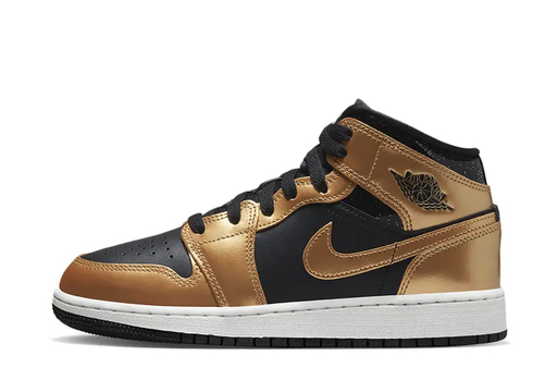 Air Jordan 1 Mid SE GS Glitter Black Gold (2022)