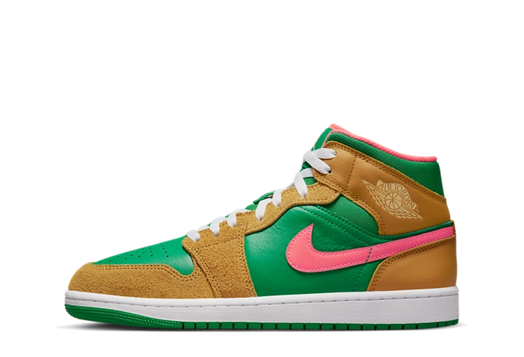Air Jordan 1 Mid 'Lucky Green' (2023) Wheat/Lucky Green/Watermelon/White sneaker – authenticated on KLEKT