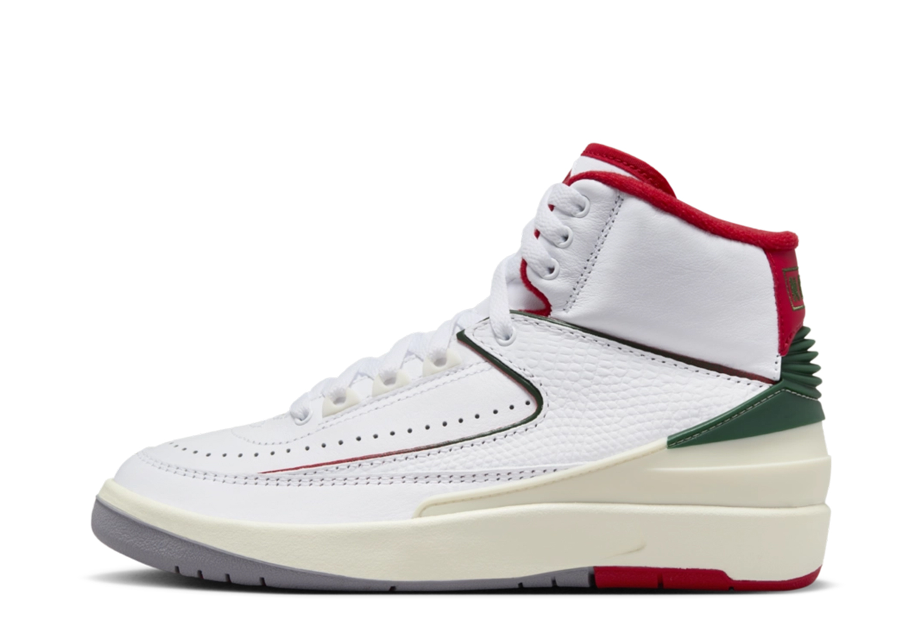 Air Jordan 2 Retro GS 'Italy' (2023) White/Fire Red/Fir/Sail sneaker – authenticated on KLEKT
