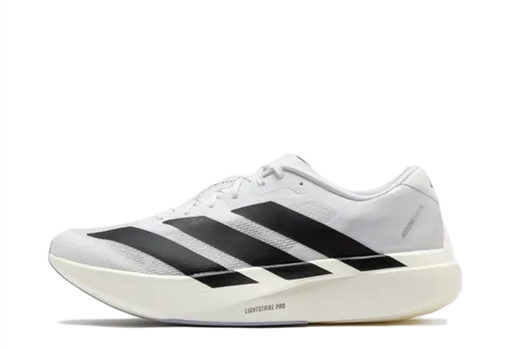 adidas Adizero Evo SL 'White' from 2024 with black Three Stripes and cream midsole