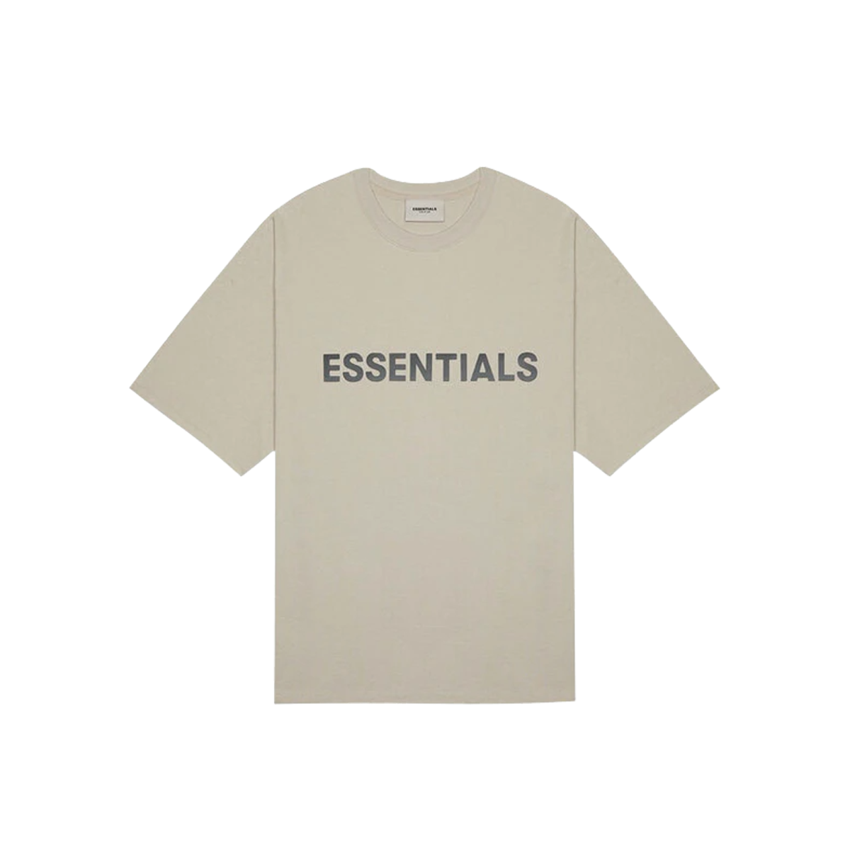 Fear Of God ESSENTIALS 3D Silicon Applique Boxy T-Shirt Oatmeal Heather/String/Tan (SS20) OATMEAL HEATHER/STRING/TAN sneaker  – authenticated on KLEKT