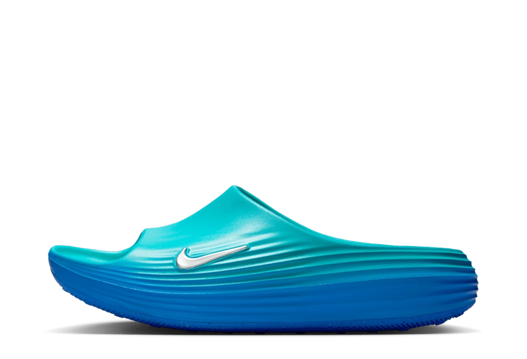 Nike ReactX Rejuven8 Slide 'Aqua' (2025) Dusty Cactus/Metallic Silver-Game Royal sneaker – authenticated on KLEKT