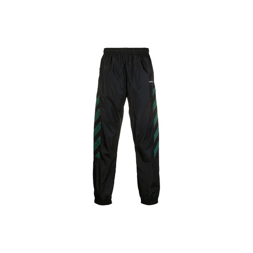 Off White Diagonal Stripe Jogger Track Pants Black Green (2021)