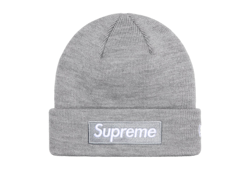 Supreme x New Era Box Logo Beanie 'Heather Grey' (FW24) – authenticated on KLEKT