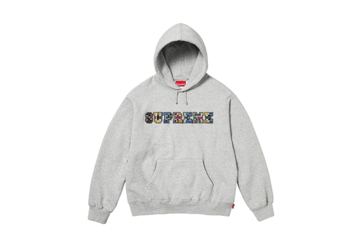 Supreme Collegiate Patchwork Leather Hooded Sweatshirt Heather Grey (FW23)