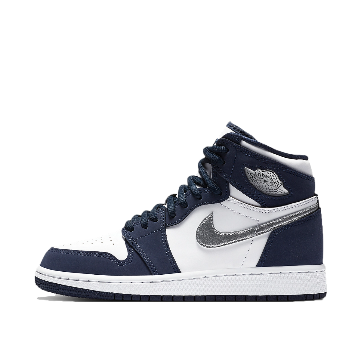 Air Jordan 1 Retro High CO Japan Midnight Navy (GS) (2020) WHITE/METALLIC SILVER/MIDNIGHT NAVY sneaker – authenticated on KLEKT