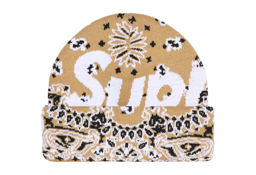 Supreme Bandana Big Logo Beanie 'Tan' (FW24) – authenticated on KLEKT