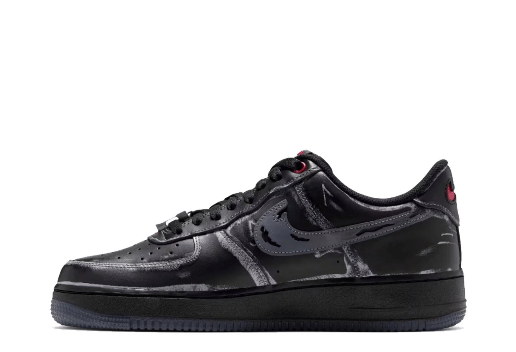Nike Air Force 1 Low 'Ghostface Black' (2026) Black/Gym Red/Metallic Silver/Stealth Grey sneaker – authenticated on KLEKT