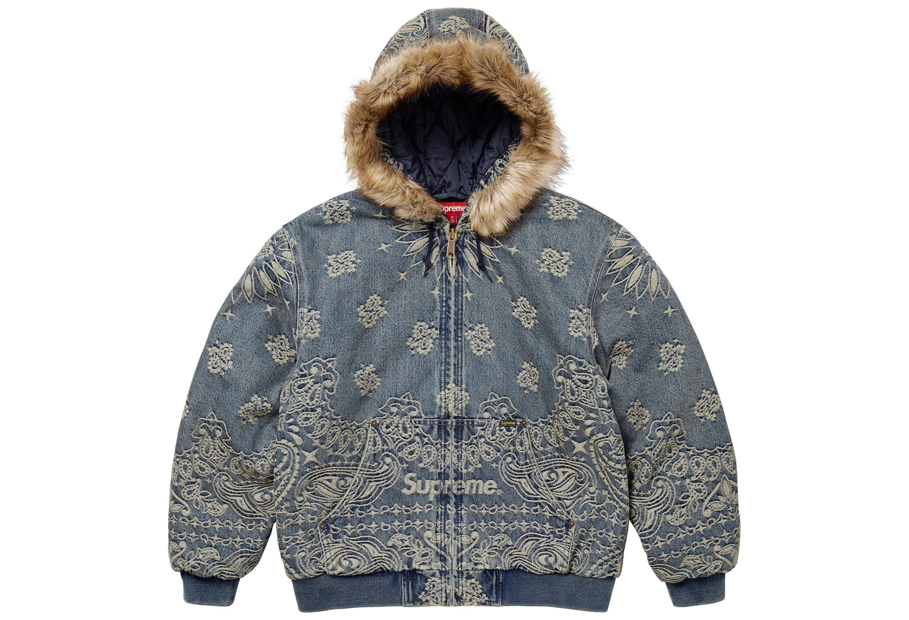 Supreme Bandana Jacquard Denim Hooded Work Jacket 'Blue' (SS25) BLUE sneaker – authenticated on KLEKT