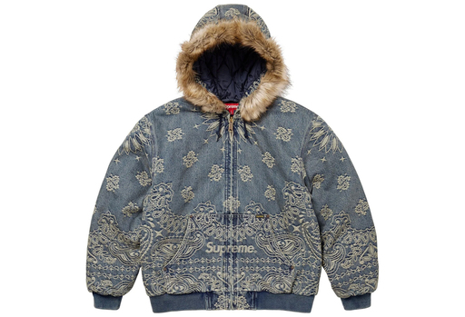 Supreme Bandana Jacquard Denim Hooded Work Jacket 'Blue' (SS25) – authenticated on KLEKT