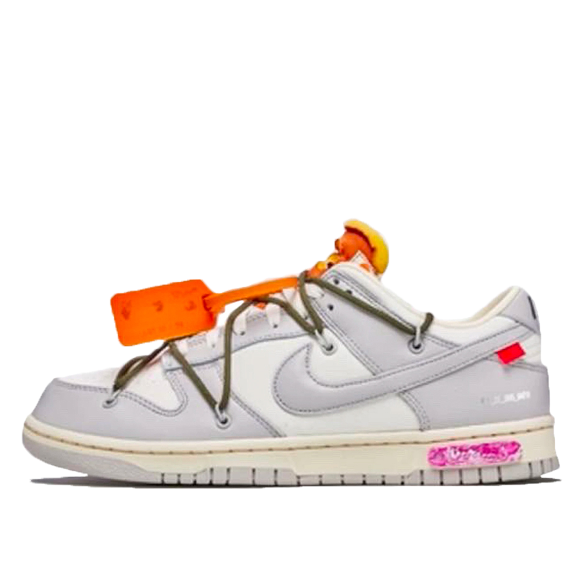 Nike x Off-White Dunk Low 'Lot 22' (2021) WHITE/NEUTRAL GREY-PINK-CAMPER GREEN sneaker – authenticated on KLEKT
