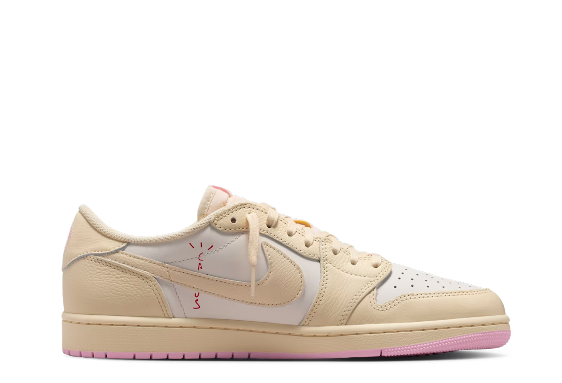 Air Jordan x Travis Scott 1 Low OG 'Muslin Shy Pink' (2026) Muslin/Shy Pink/Sail/University Red sneaker – authenticated on KLEKT