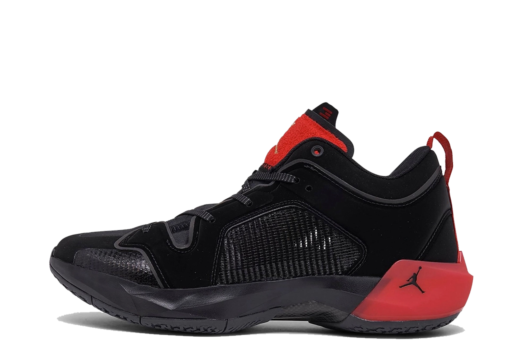 Air Jordan 37 Low 'Bred' (2023) Black/University Red/Metallic Gold/Dark Grey sneaker – authenticated on KLEKT
