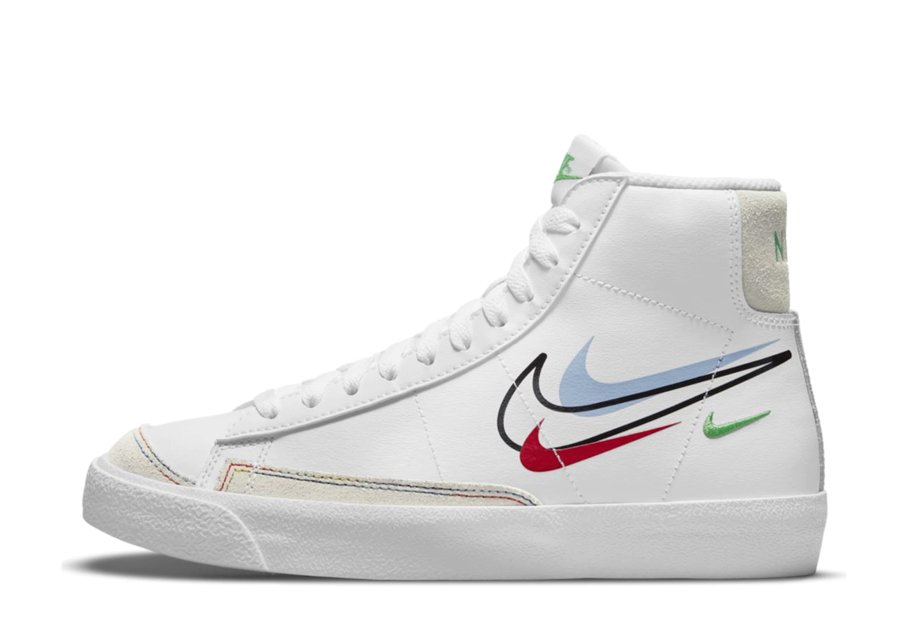 Nike Blazer Mid 77 GS Swoosh Pack (2021) WHITE/ALUMINUM/BLACK/LIGHT GREEN SPARK sneaker – authenticated on KLEKT
