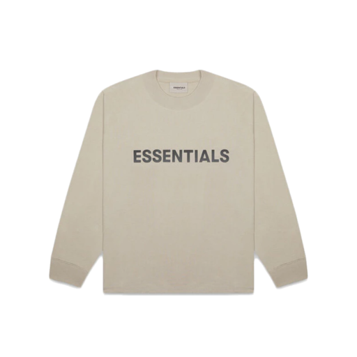 Fear Of God ESSENTIALS 3D Silicon Applique Boxy Long Sleeve T-Shirt Olive/Khaki (FW20)
