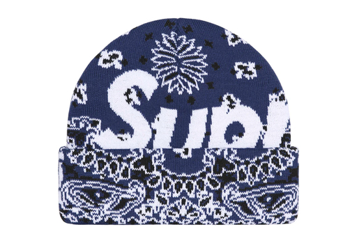 Supreme Bandana Big Logo Beanie 'Navy' (FW24) – authenticated on KLEKT