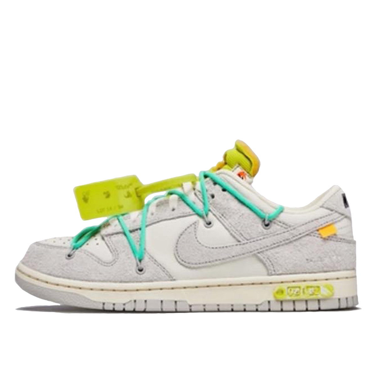 Nike x Off-White Dunk Low 'Lot 14' (2021) Sail/Neutral Grey-Electro Green sneaker – authenticated on KLEKT
