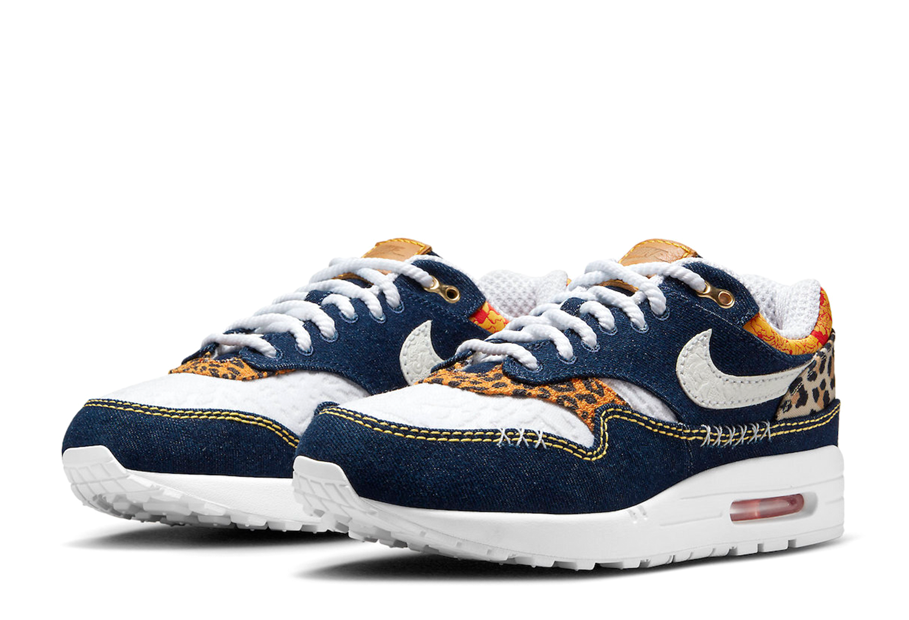 Nike Air Max 1 Premium 'Denim Leopard' (2023) Medium Blue/White-University Gold-Picante Red-Metallic Gold-Desert Ochre sneaker – authenticated on KLEKT