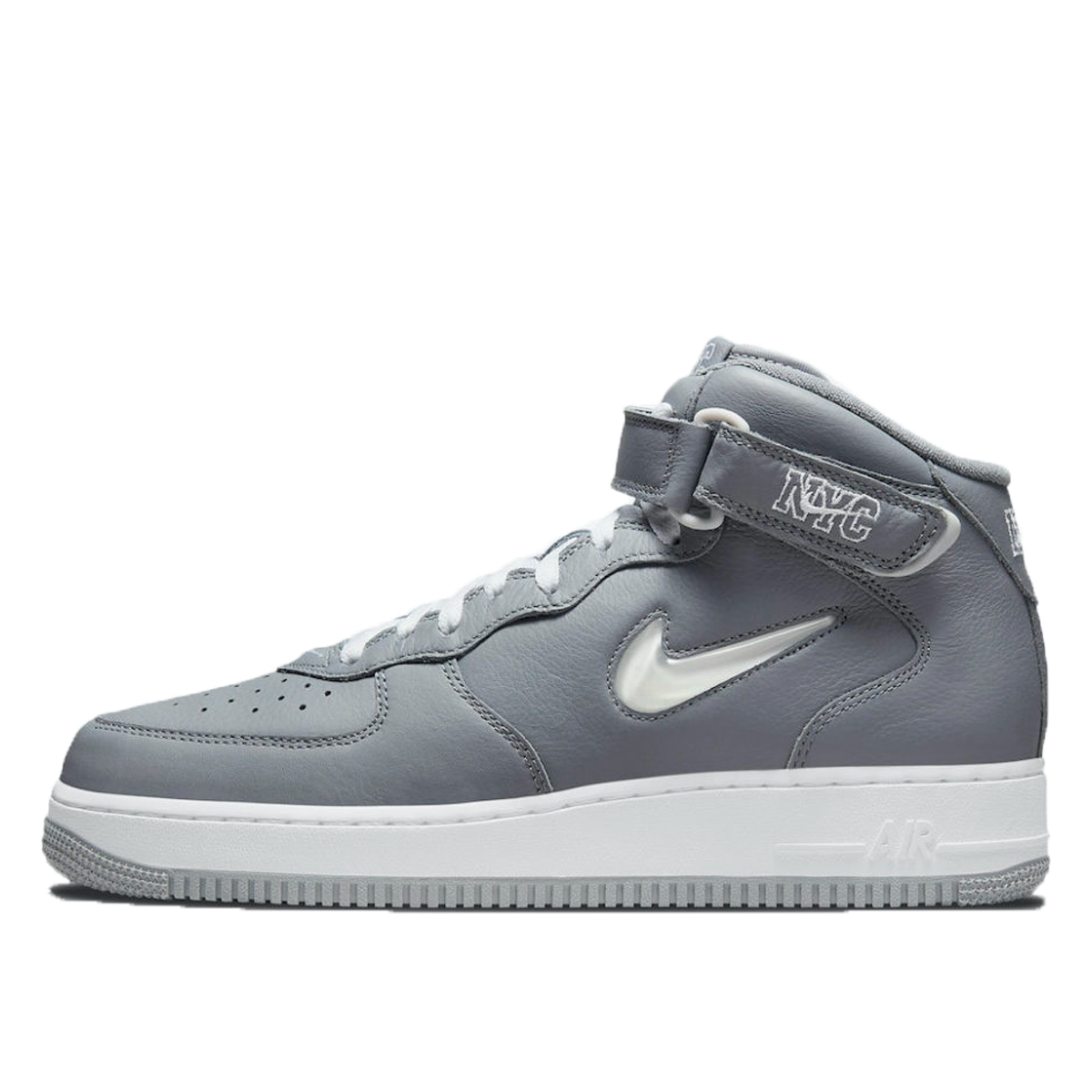 Nike Air Force 1 Mid 'QS Jewel NYC Cool Grey' (2021) COOL GREY/WHITE-METALLIC SILVER sneaker – authenticated on KLEKT