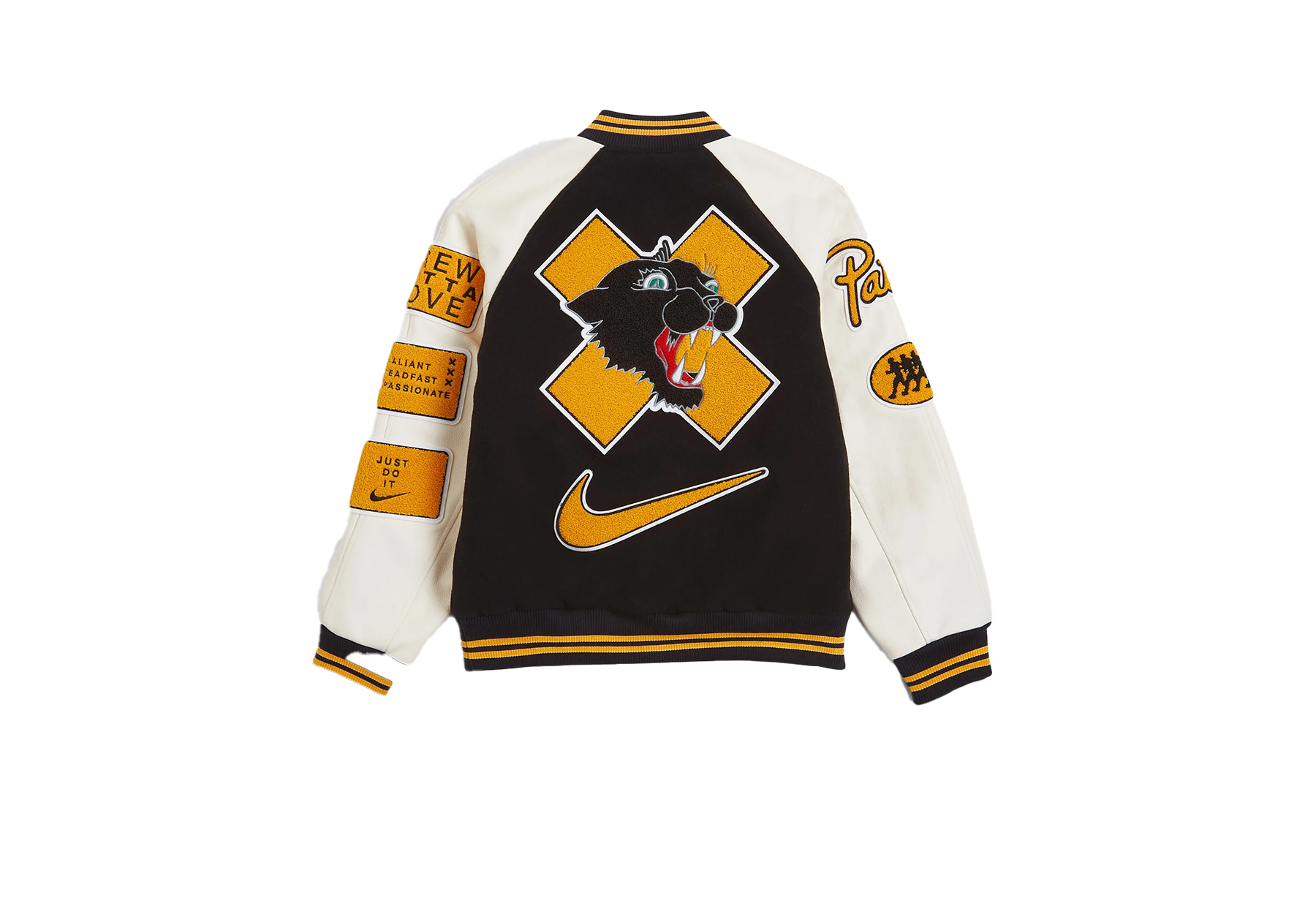 Patta x Nike Running Team Varsity Jacket Black Yellow-White (SS24) BLACK/YELLOW-WHITE sneaker – authenticated on KLEKT