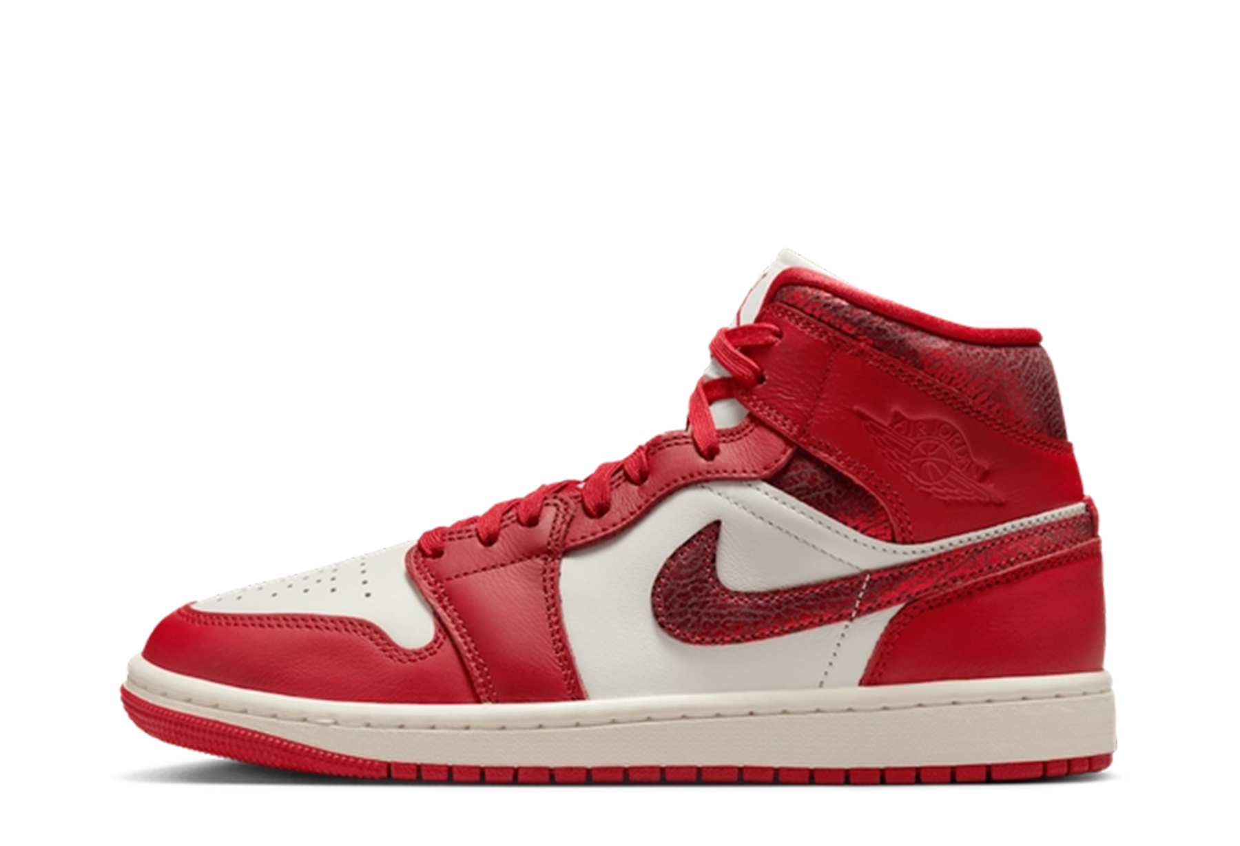 Air Jordan 1 Mid SE WMNS 'Red Cracked Leather' (2025) Gym Red/White/Sail sneaker – authenticated on KLEKT