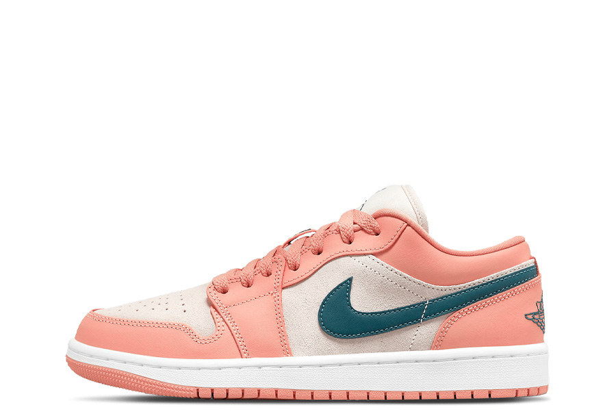Air Jordan WMNS 1 Low Light Madder Root (2022) coral pink/dark teal/white sneaker – authenticated on KLEKT