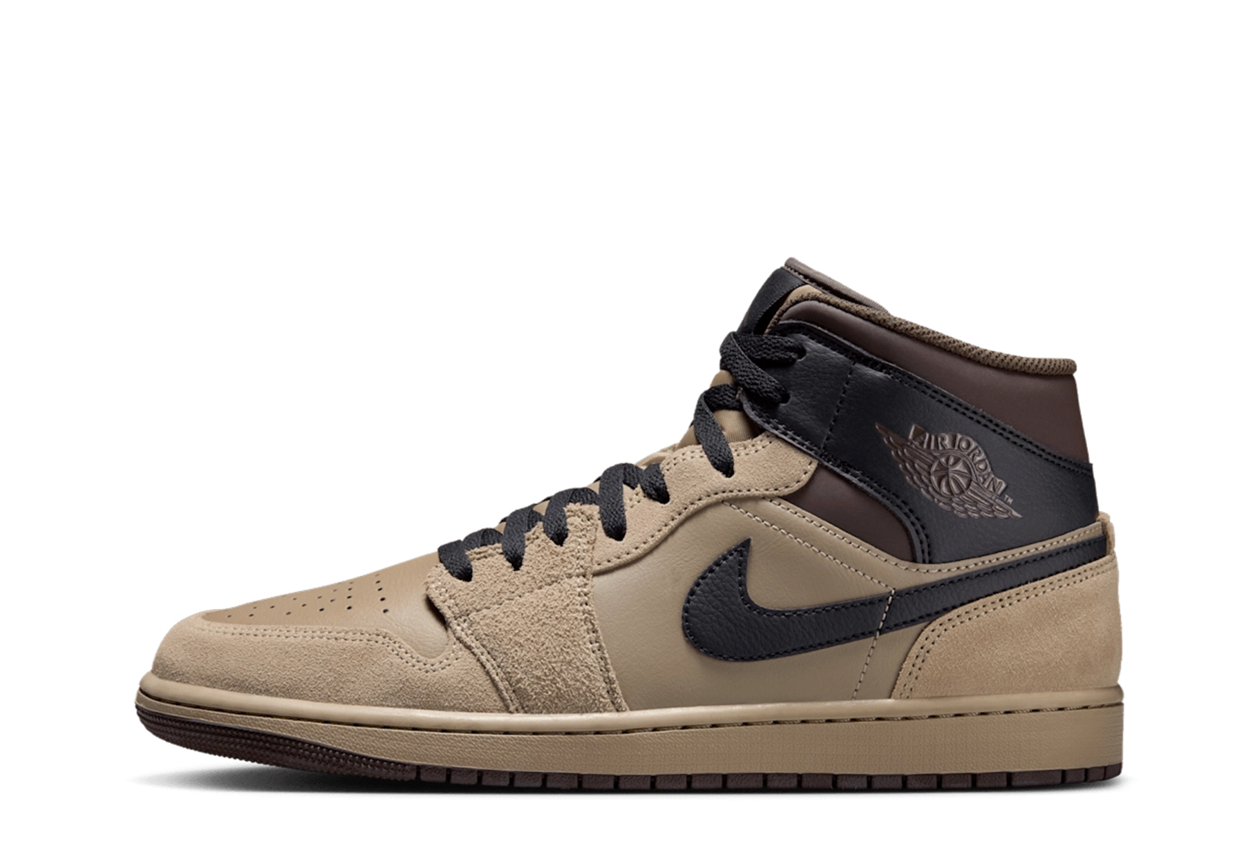 Air Jordan 1 Mid 'Khaki & Baroque Brown' (2025) Khaki/Baroque Brown/Gum Light Brown/Black sneaker – authenticated on KLEKT