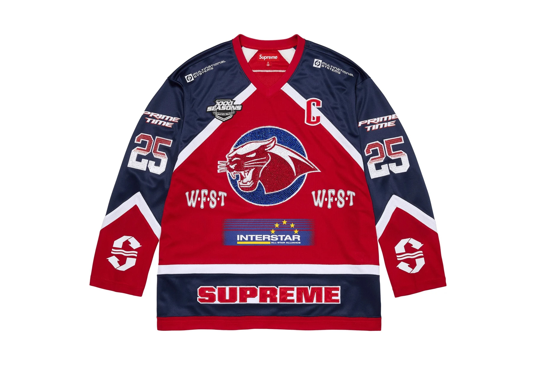 Supreme Rhinestone Hockey Jersey 'Red' (SS25) RED sneaker – authenticated on KLEKT