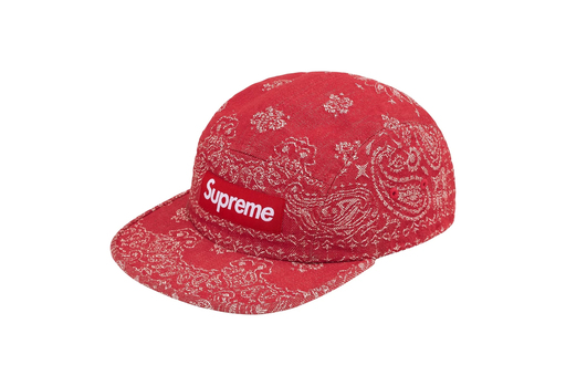 Supreme Bandana Jacquard Denim Camp Cap 'Red' (SS25) – authenticated on KLEKT