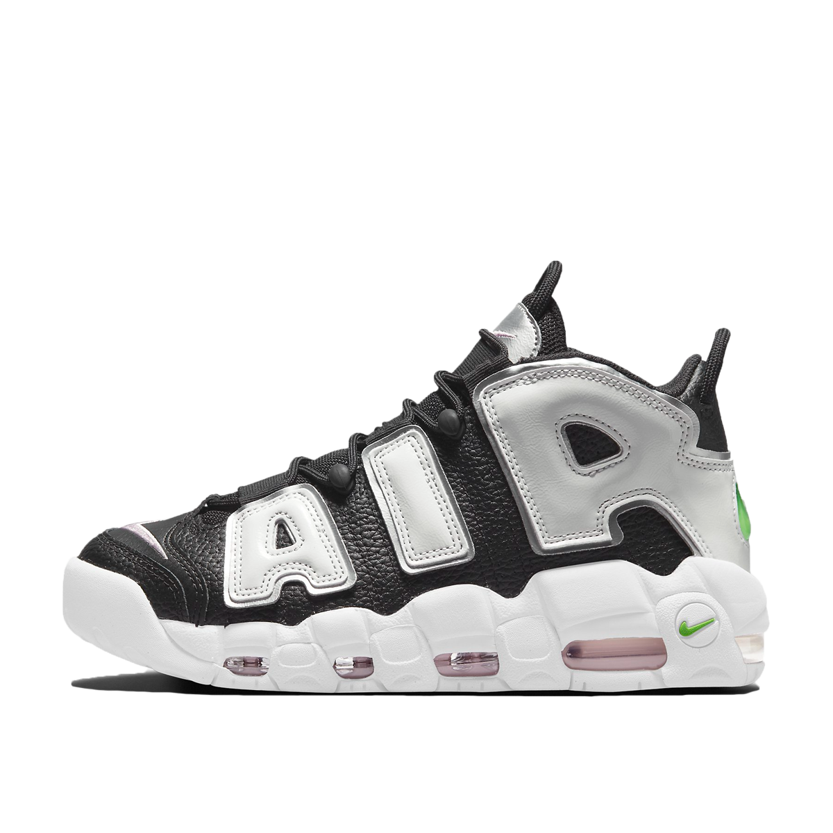 Nike Air More Uptempo WMNS 'Black Metallic Silver' (2021) Black/Metallic Silver/Green Strike/Summit White sneaker – authenticated on KLEKT