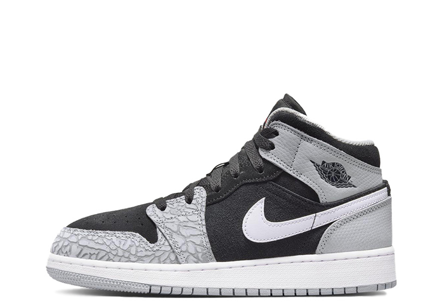 Air Jordan 1 Mid Elephant Print (GS) (2022) Black/Grey/White sneaker – authenticated on KLEKT