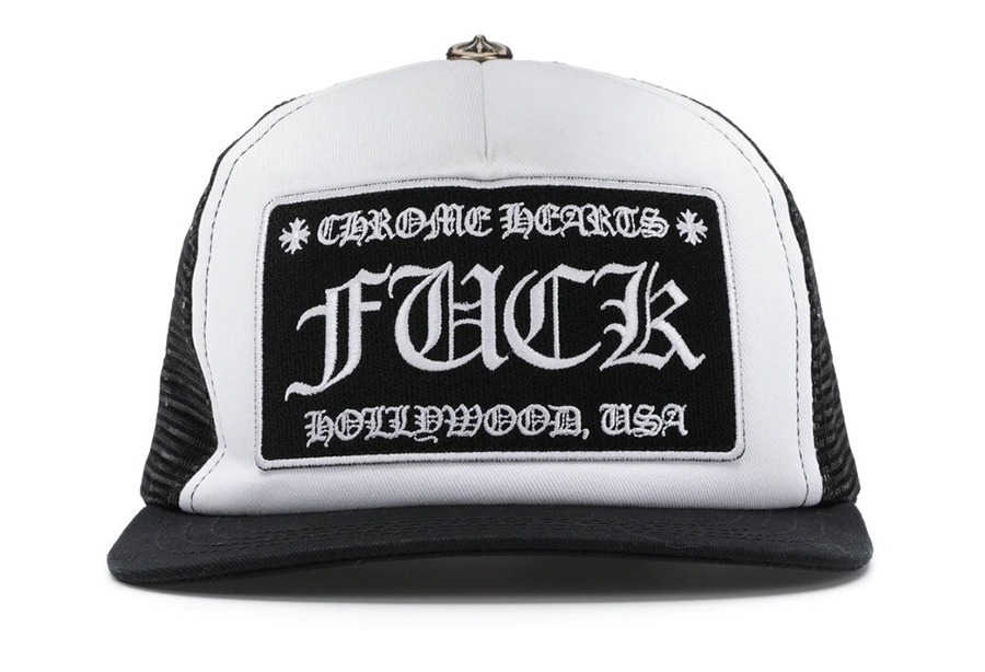 Chrome Hearts Chrome Hearts FUCK Hollywood Trucker Hat Black/White BLACK/WHITE sneaker – authenticated on KLEKT