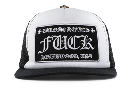 Chrome Hearts Chrome Hearts FUCK Hollywood Trucker Hat Black/White