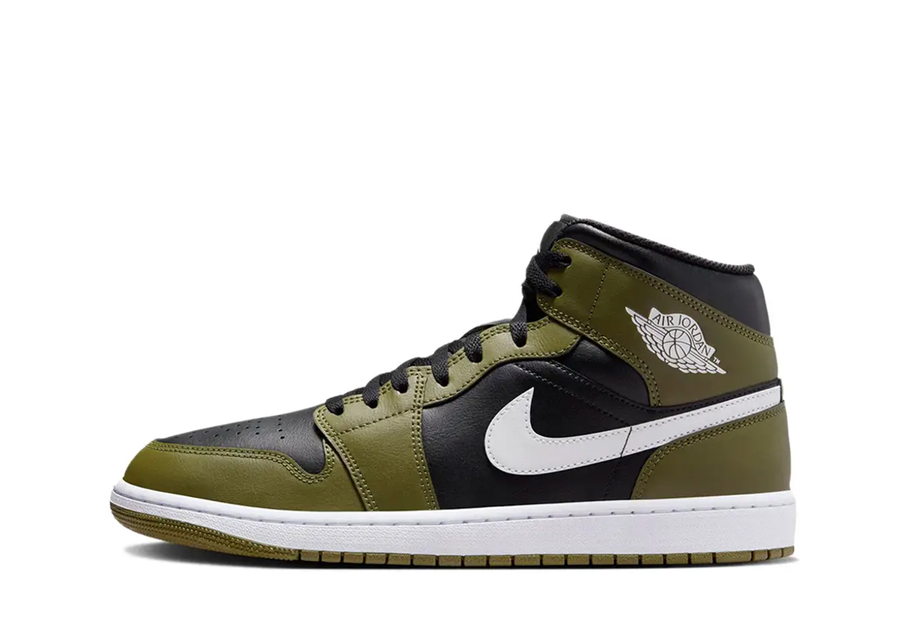 Air Jordan 1 Mid 'Black White Olive' (2024) GREEN sneaker – authenticated on KLEKT