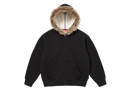 Supreme Faux Fur Zip Up Hooded Sweatshirt 'Black' (FW25) – authenticated on KLEKT