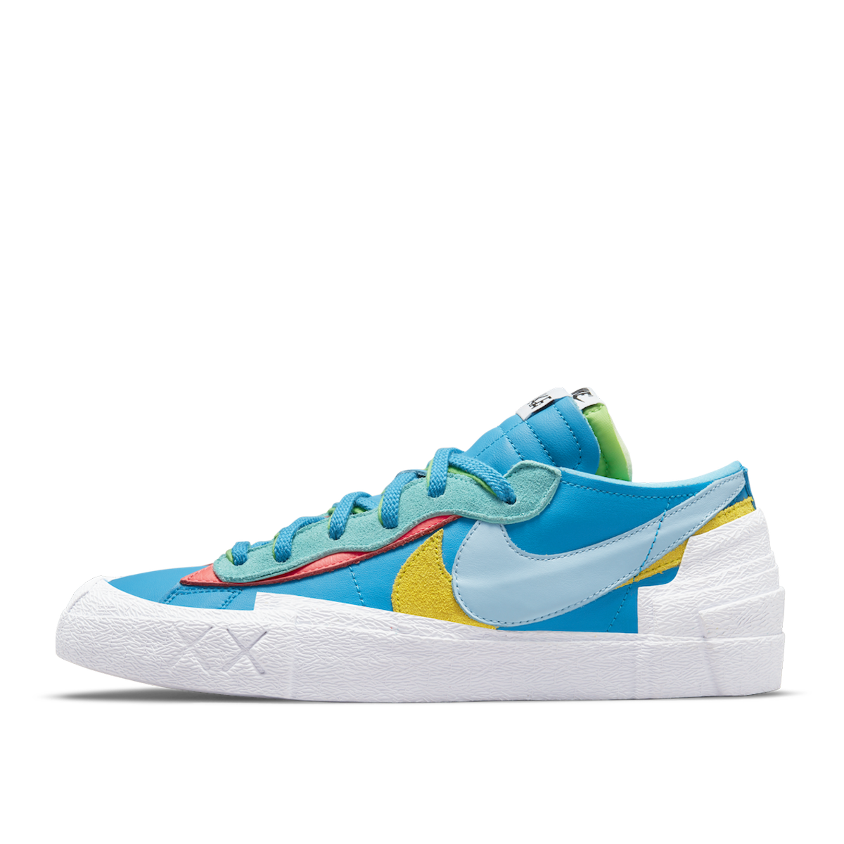 Nike x sacai x KAWS Blazer Low Blue (2021) BLUE/LIGHT BLUE/PINK/YELLOW sneaker – authenticated on KLEKT