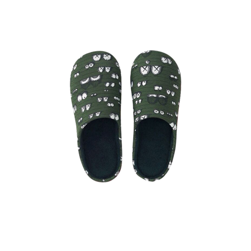 Kaws x Uniqlo Eyes Room Shoes Olive (SS16)