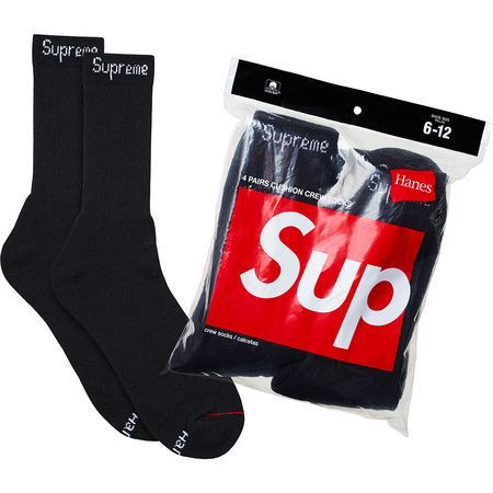 Supreme Hanes Crew Socks (4 Pack) Black (FW20) BLACK sneaker – authenticated on KLEKT