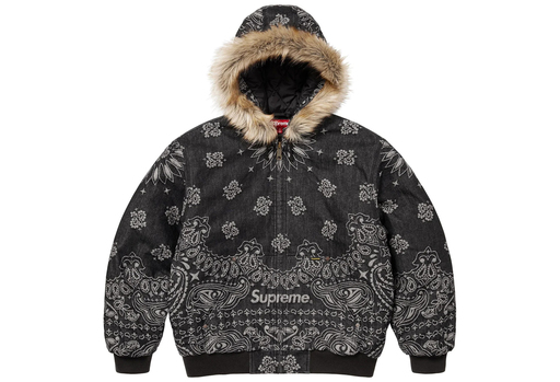 Supreme Bandana Jacquard Denim Hooded Work Jacket 'Black' (SS25) – authenticated on KLEKT